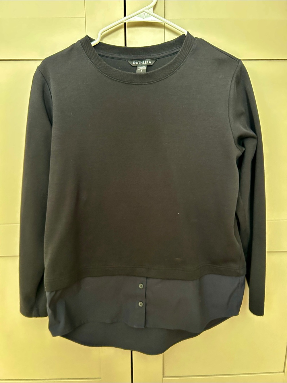 Athleta Black Crewneck Long Sleeve Top